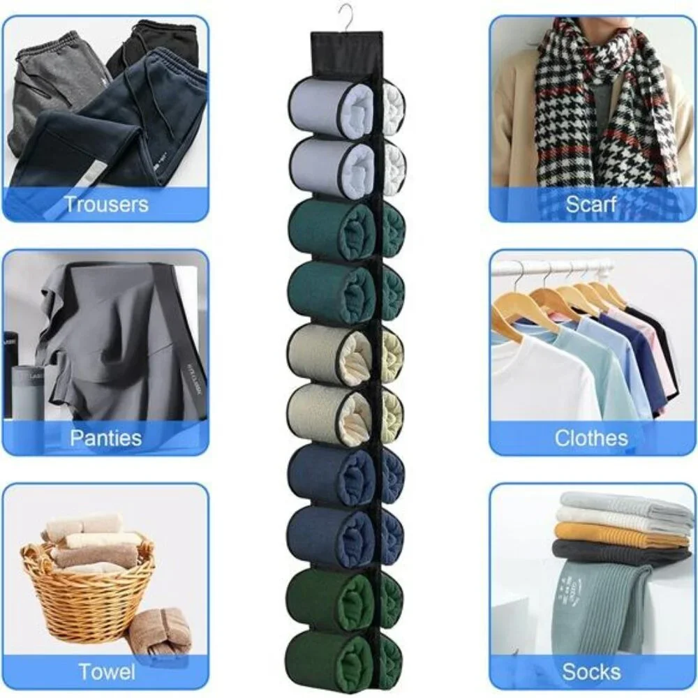 Hanging Closet Organizer 20 Pocket Storage for Leggings Yoga Pants Accessories 2